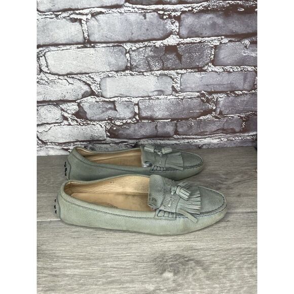 Tods Grey Solid Fringe Leather Kiltie Tassel Driving Loafers Women 41EU/10.5M US - Picture 12 of 16